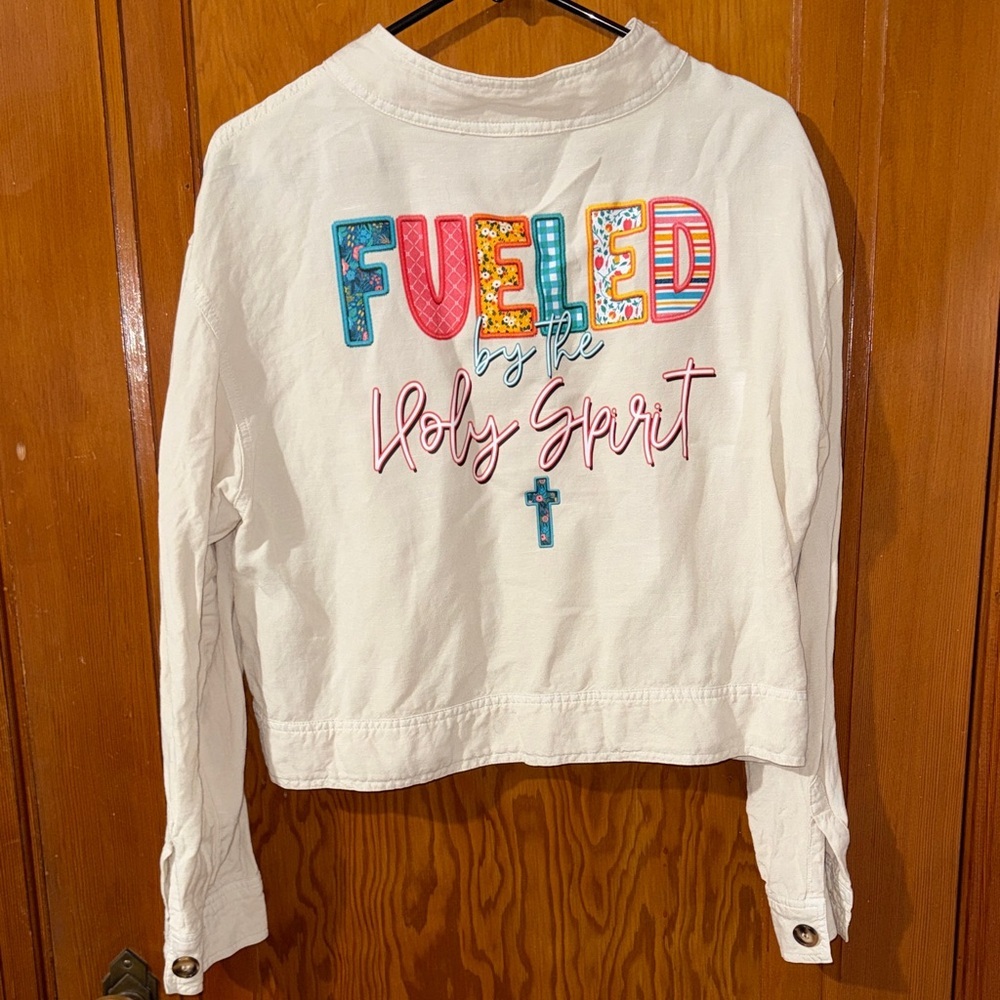 White Graphic Jean Jacket